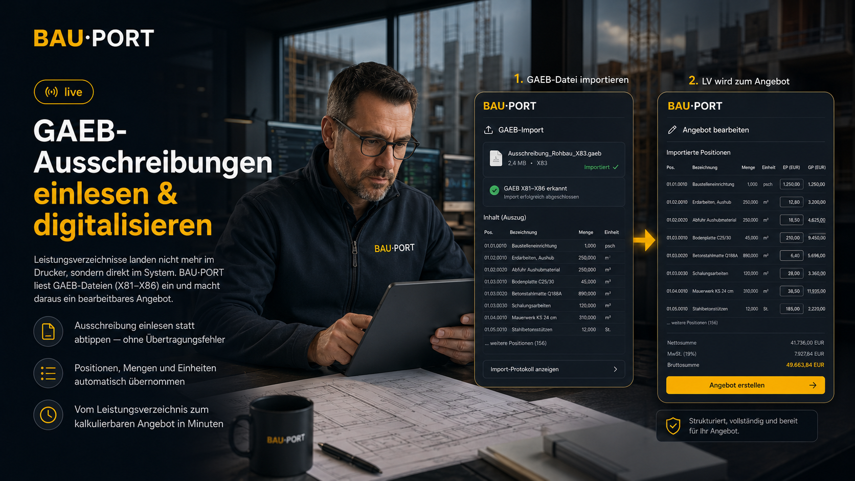 GAEB-Ausschreibungen einlesen und digitalisieren
